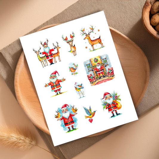 Handmade-Style Christmas Ephemera Paper Stickers – 1 Page for Collage & Journaling.