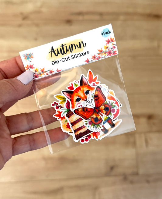 Handmade-Style Vinyl Die-Cut Stickers – Pack of 4 for Journals, Water Bottles, Laptops, and More