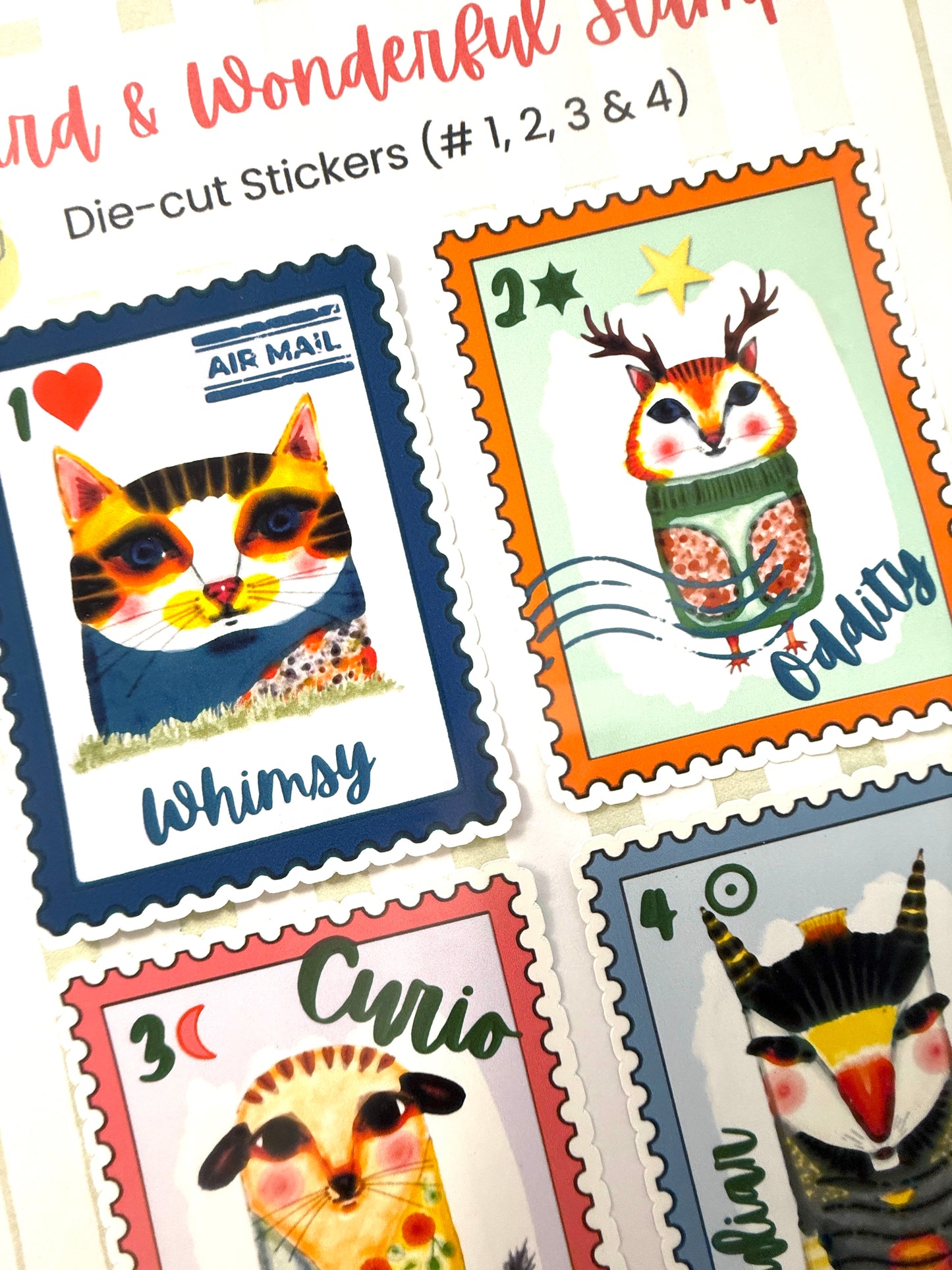 Weird & Wonderful Collectible Stamp Stickers – 4pc Vinyl Die-Cut Set