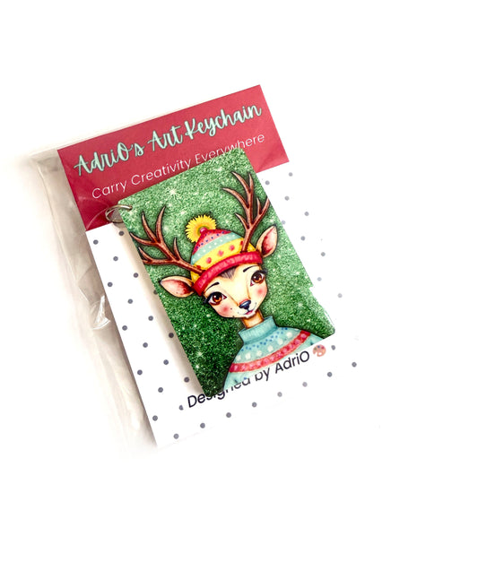 AdriO’s Handmade Art Keychain – Reindeer Design 🦌✨