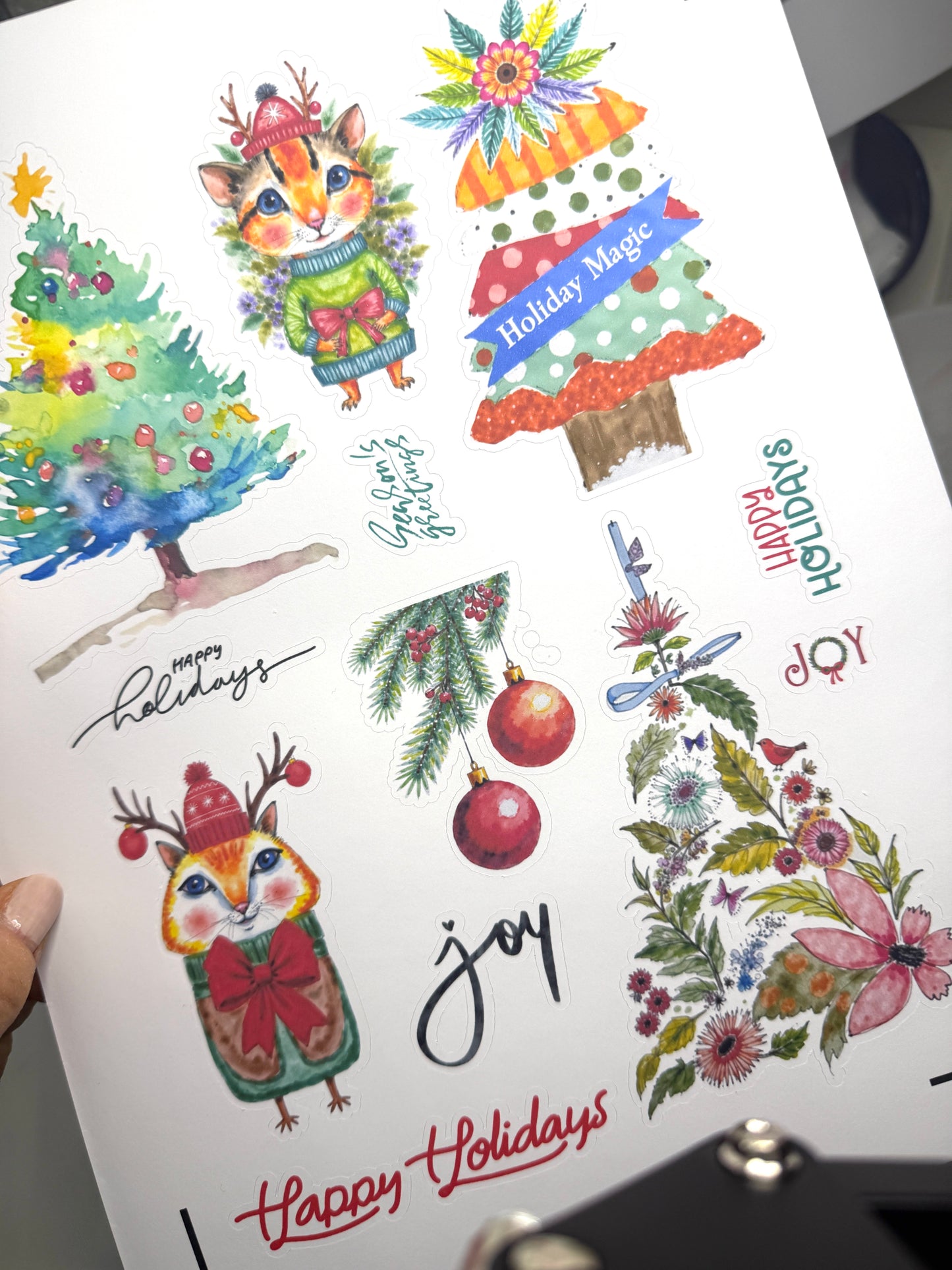 🎄 Holiday Watercolor Paper Sticker Ephemera – PagesForYou® by AdriO