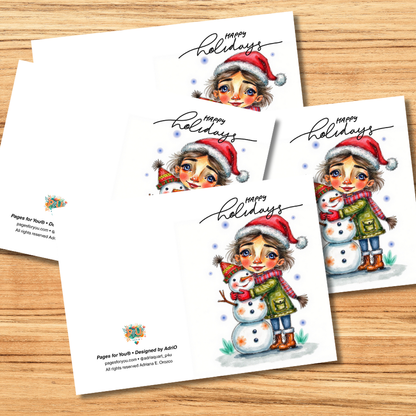 Happy Holidays Snowman Hug Greeting Card