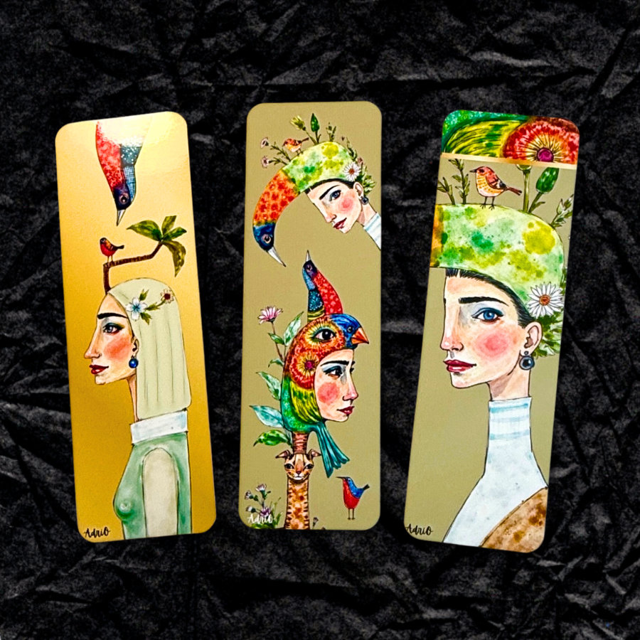 Women & Wings · Art Bookmarks by AdriO · Illustrated Bookmarks for Books & Journals