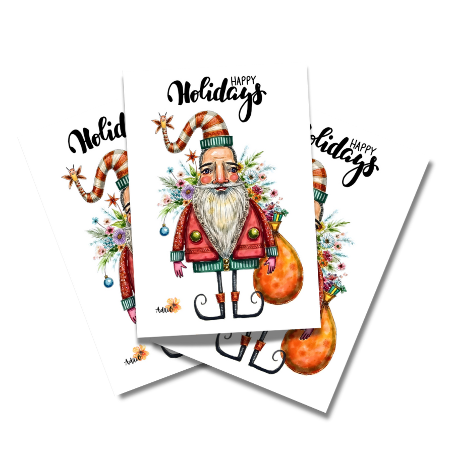 Limited Edition Santa Happy Holidays Greeting Card