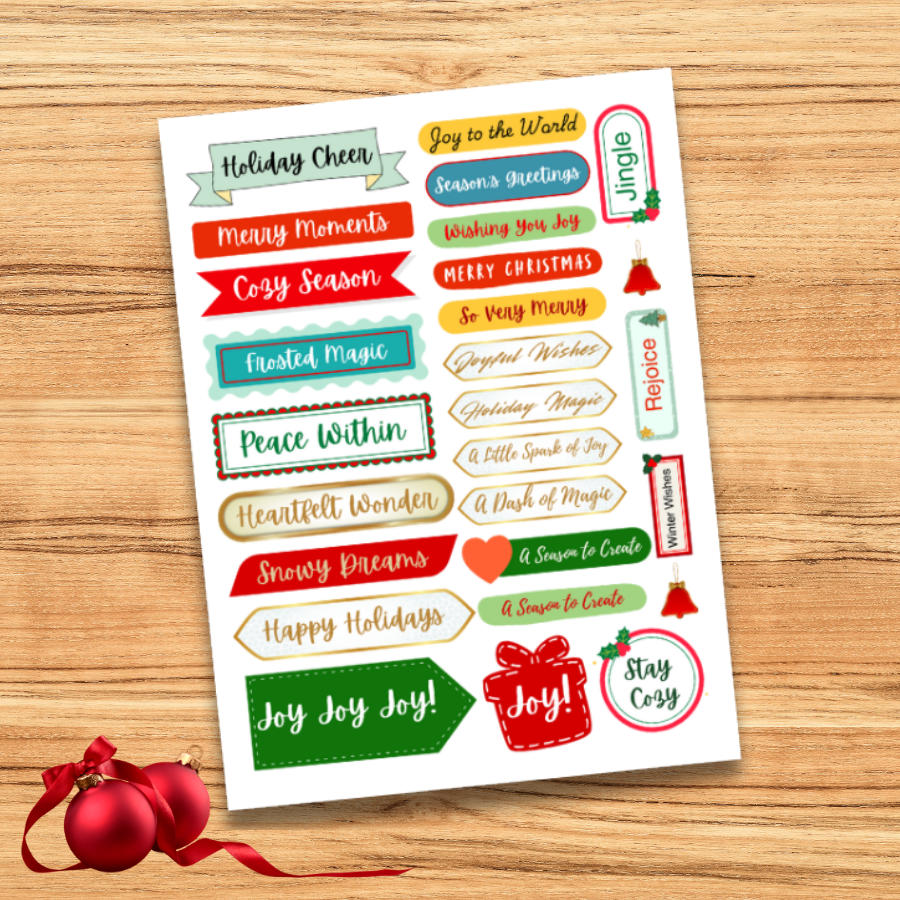 Holiday Sentiments Sticker Sheet
