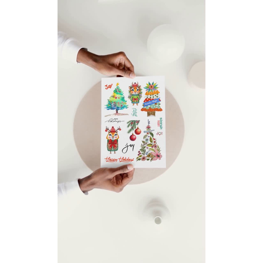 🎄 Holiday Watercolor Paper Sticker Ephemera – PagesForYou® by AdriO