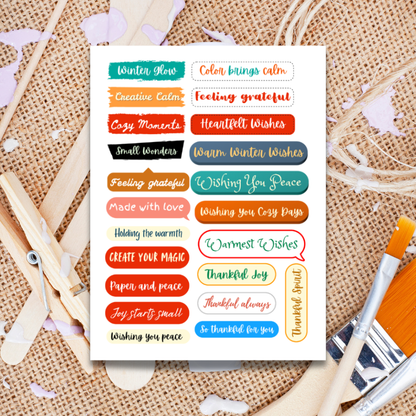 Winter Whisper Words — Ephemera Paper Sticker Sheet