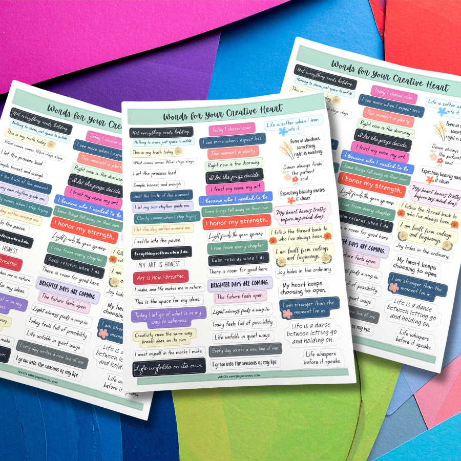 Words for Your Creative Heart • Matte Sticker Sheet for Journals, Collage, Cards, and Creative Spaces