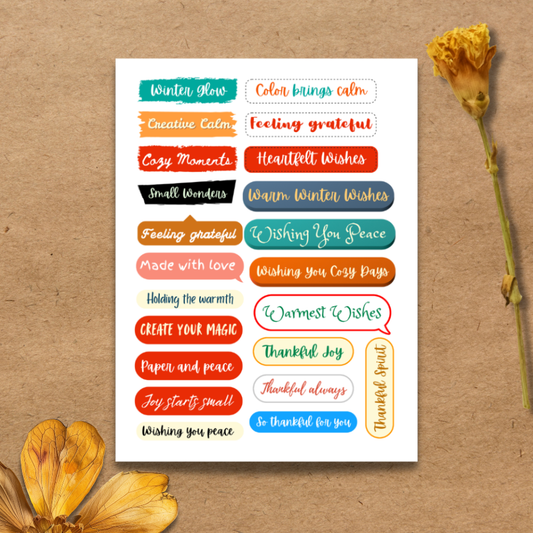 Winter Whisper Words — Ephemera Paper Sticker Sheet