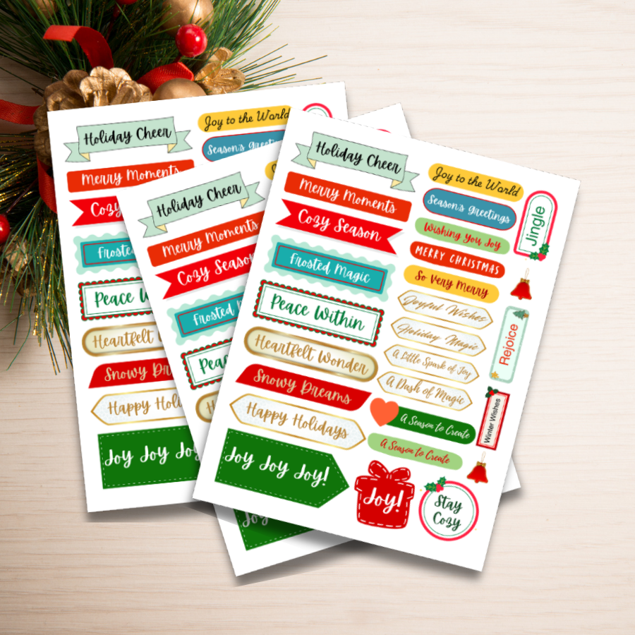 Holiday Sentiments Sticker Sheet