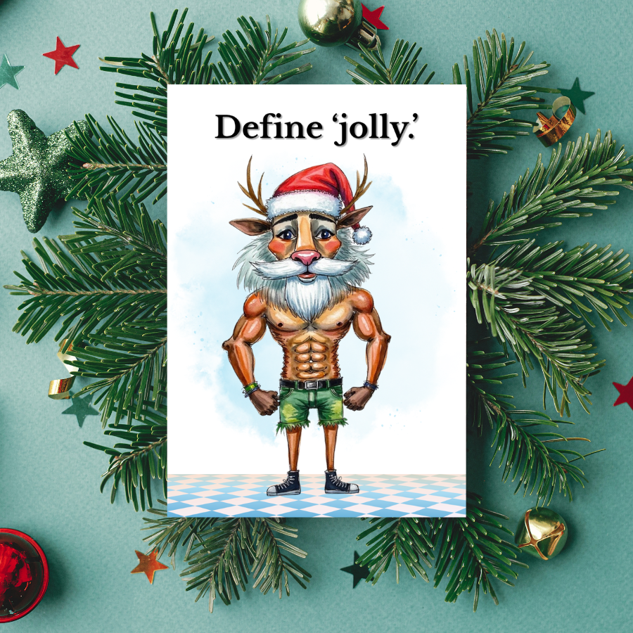 Define ‘Jolly.’ Holiday Greeting Card