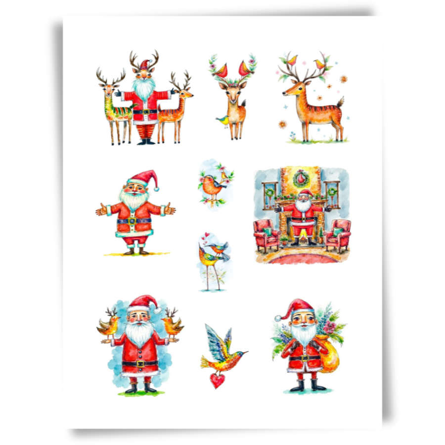Handmade-Style Christmas Ephemera Paper Stickers – 1 Page for Collage & Journaling.