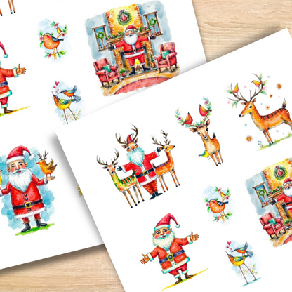 Handmade-Style Christmas Ephemera Paper Stickers – 1 Page for Collage & Journaling.