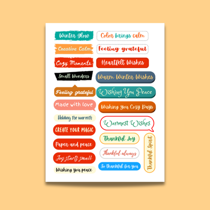 Winter Whisper Words — Ephemera Paper Sticker Sheet