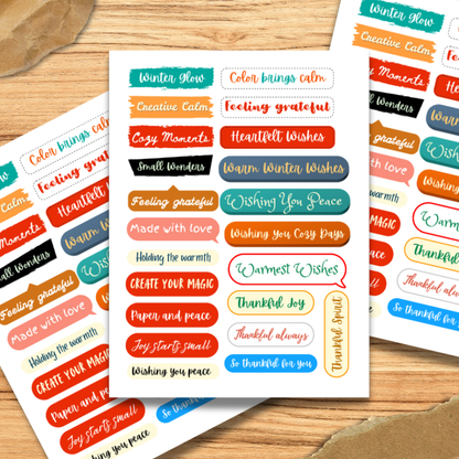 Winter Whisper Words — Ephemera Paper Sticker Sheet