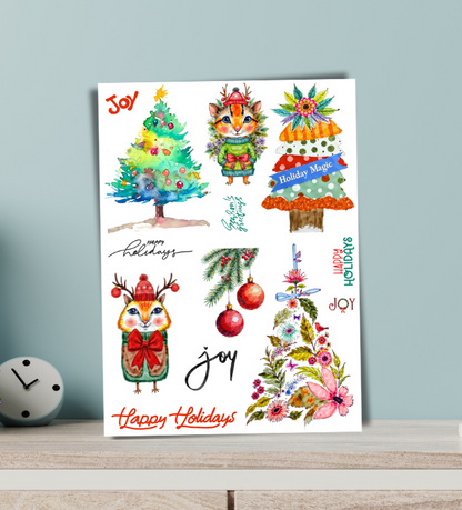 🎄 Holiday Watercolor Paper Sticker Ephemera – PagesForYou® by AdriO