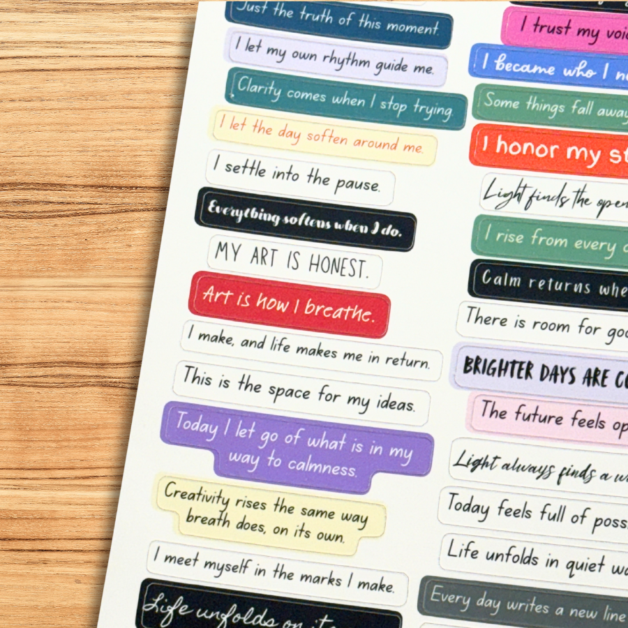 Words for Your Creative Heart • Matte Sticker Sheet for Journals, Collage, Cards, and Creative Spaces
