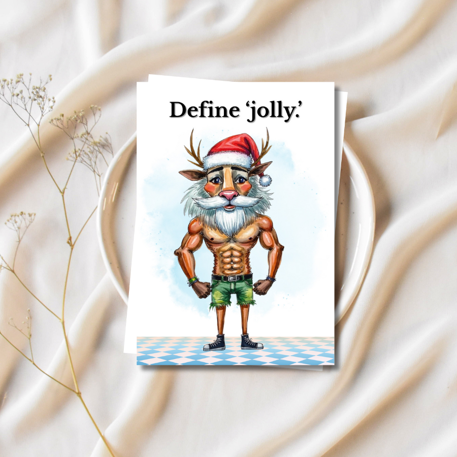Define ‘Jolly.’ Holiday Greeting Card