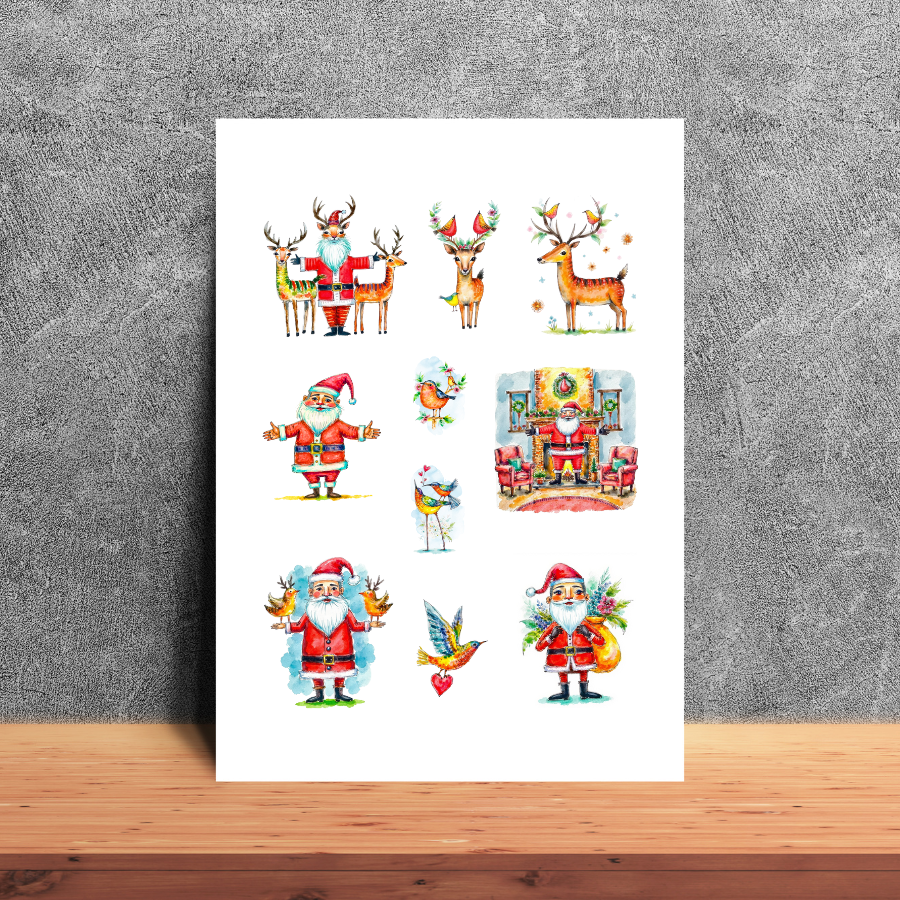 Handmade-Style Christmas Ephemera Paper Stickers – 1 Page for Collage & Journaling.