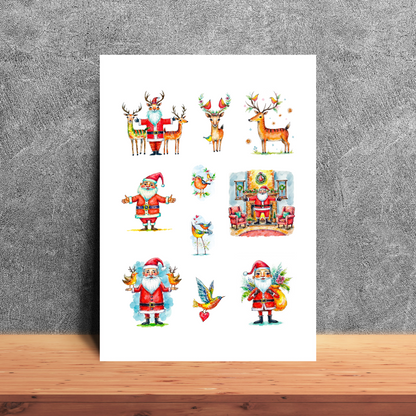 Handmade-Style Christmas Ephemera Paper Stickers – 1 Page for Collage & Journaling.