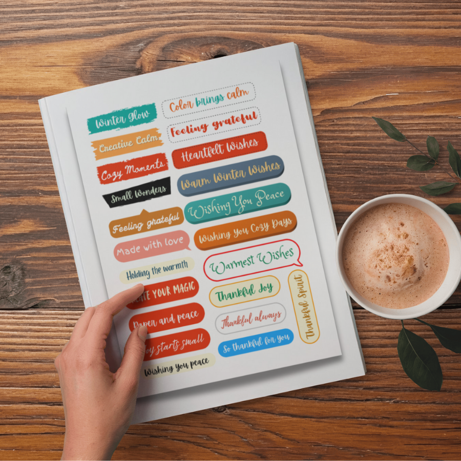 Winter Whisper Words — Ephemera Paper Sticker Sheet