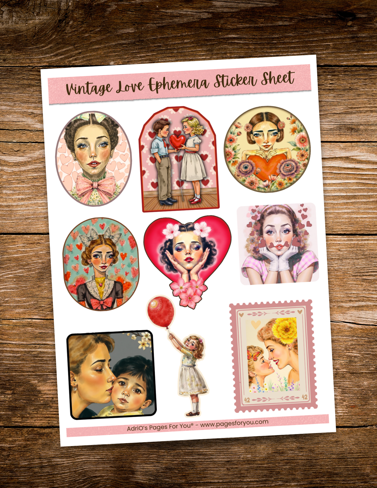 Pages for You®: Vintage Love Ephemera Sticker Sheet