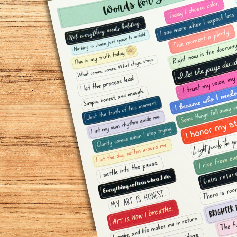 Words for Your Creative Heart • Matte Sticker Sheet for Journals, Collage, Cards, and Creative Spaces