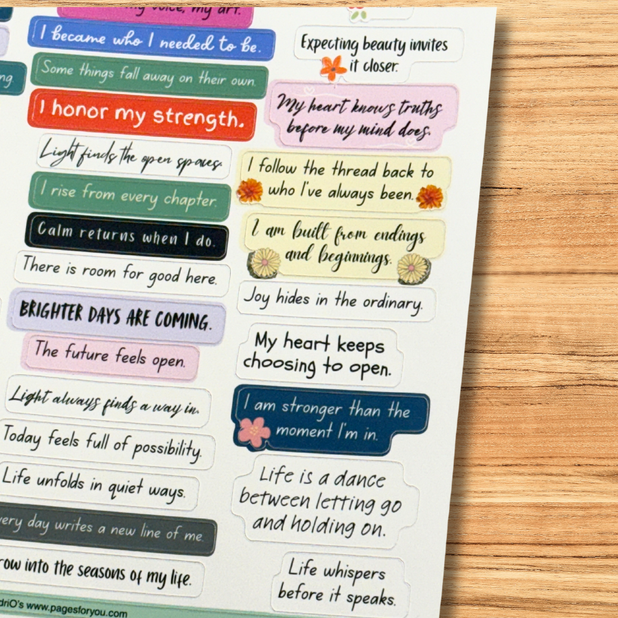 Words for Your Creative Heart • Matte Sticker Sheet for Journals, Collage, Cards, and Creative Spaces
