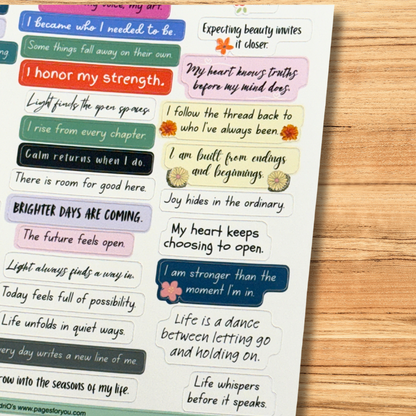 Words for Your Creative Heart • Matte Sticker Sheet for Journals, Collage, Cards, and Creative Spaces