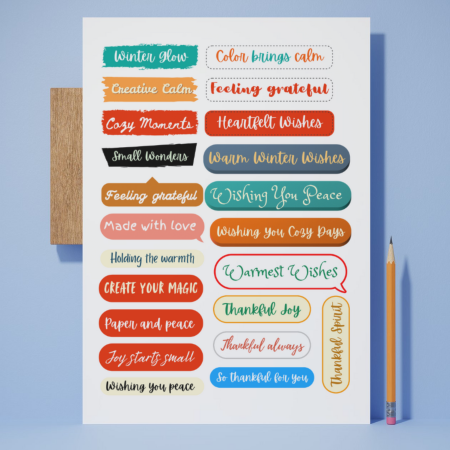 Winter Whisper Words — Ephemera Paper Sticker Sheet