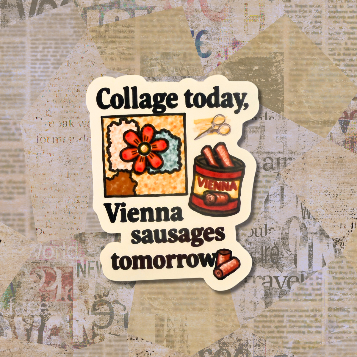 "Collage Today" Vinyl Die-Cut Sticker – 1 Pc for Journals, Water Bottles, Laptops, and More