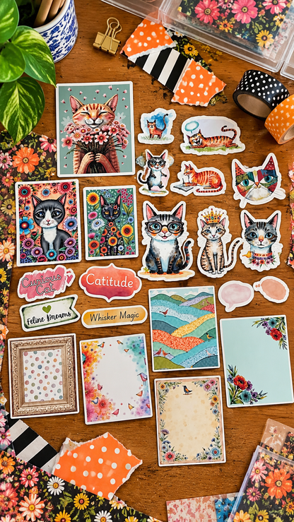 Catitude Whimsical Cat Ephemera Set