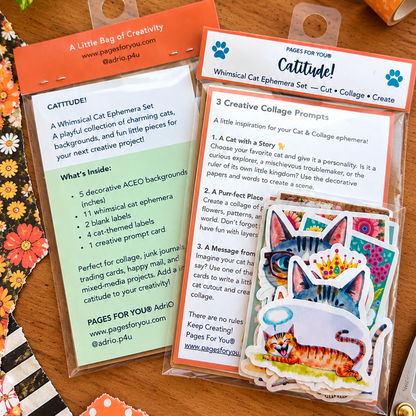 Catitude Whimsical Cat Ephemera Set