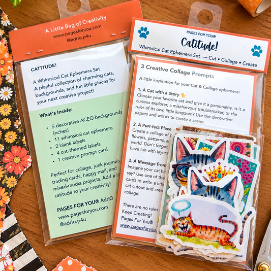 Catitude Whimsical Cat Ephemera Set
