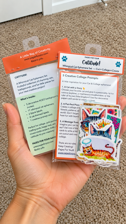 Catitude Whimsical Cat Ephemera Set