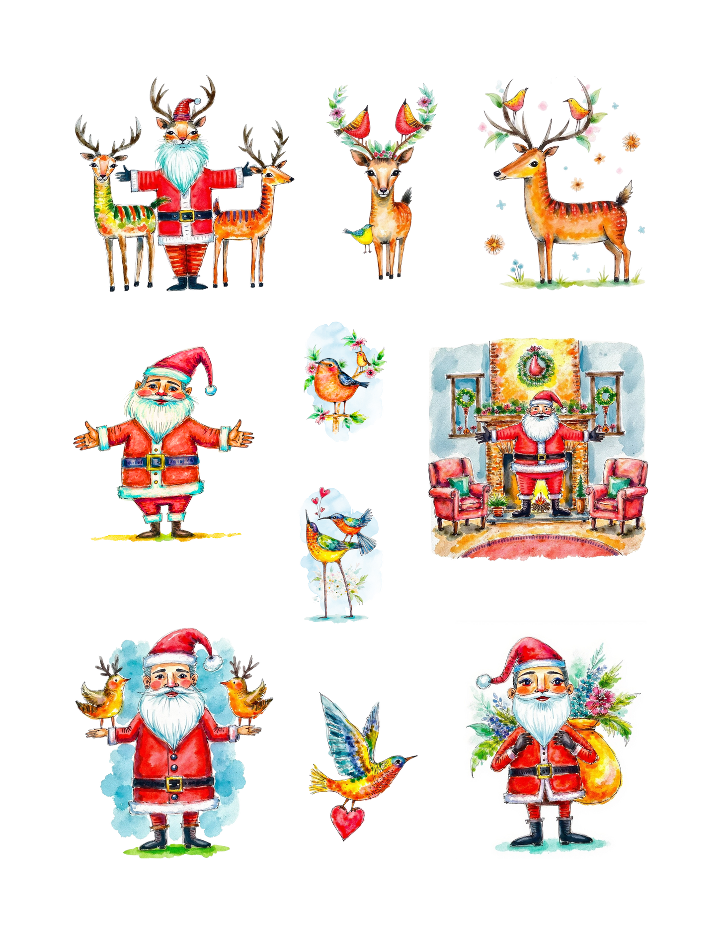 Handmade-Style Christmas Ephemera Paper Stickers – 1 Page for Collage & Journaling.