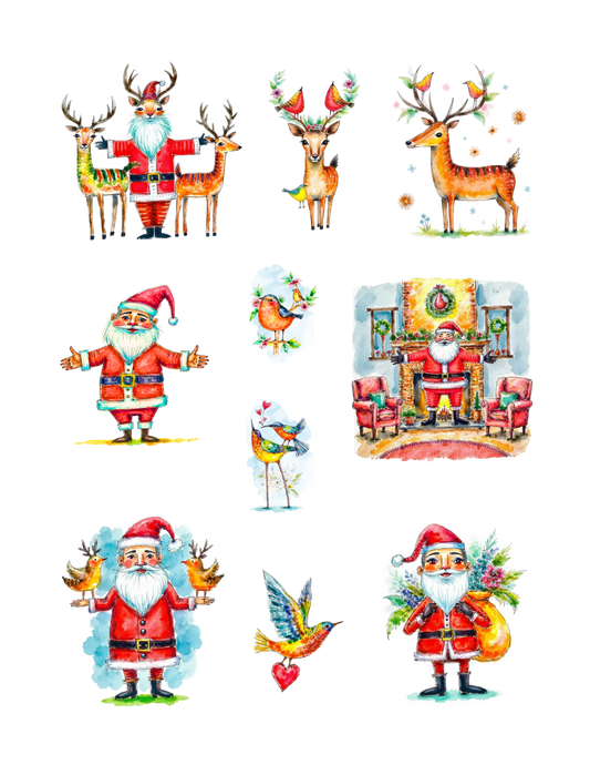 Handmade-Style Christmas Ephemera Paper Stickers – 1 Page for Collage & Journaling.