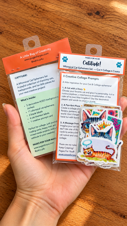 Catitude Whimsical Cat Ephemera Set