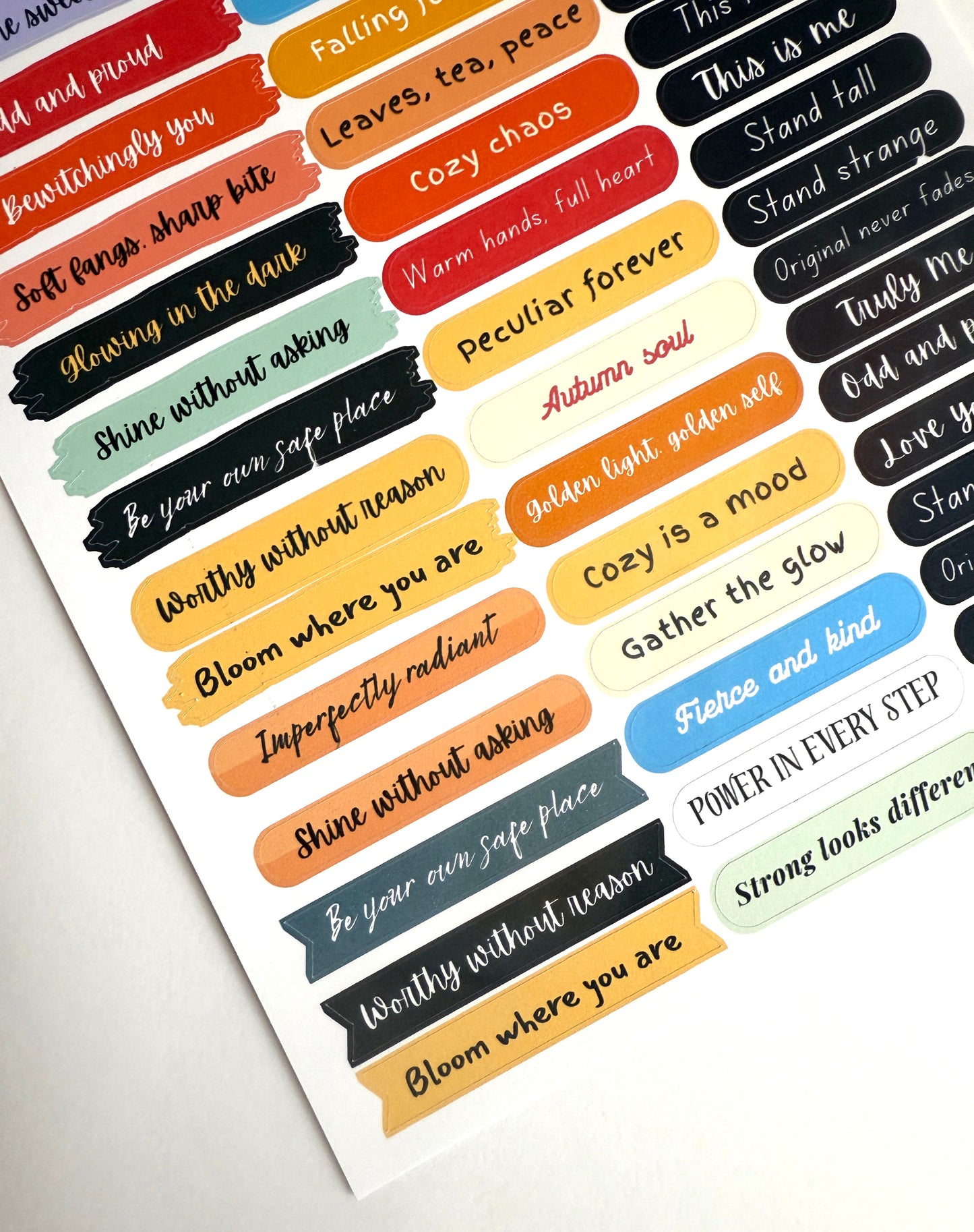 Collage Word Stickers · 1 Sheet of Paper Stickers with Inspirational and Quirky Phrases