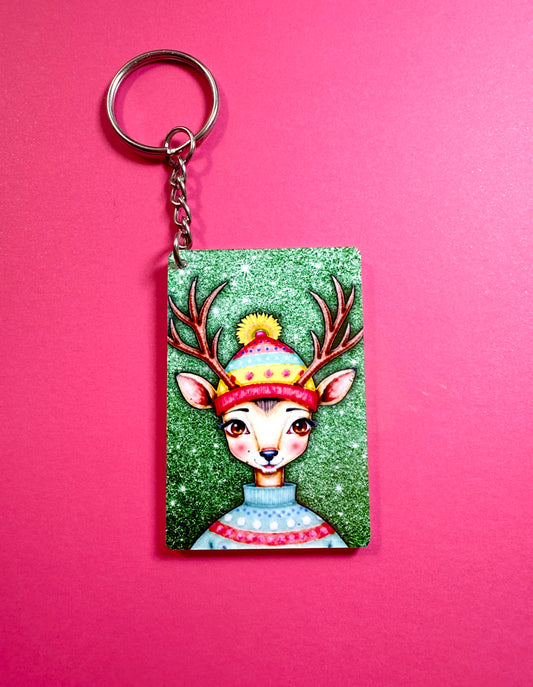 AdriO’s Handmade Art Keychain – Reindeer Design 🦌✨