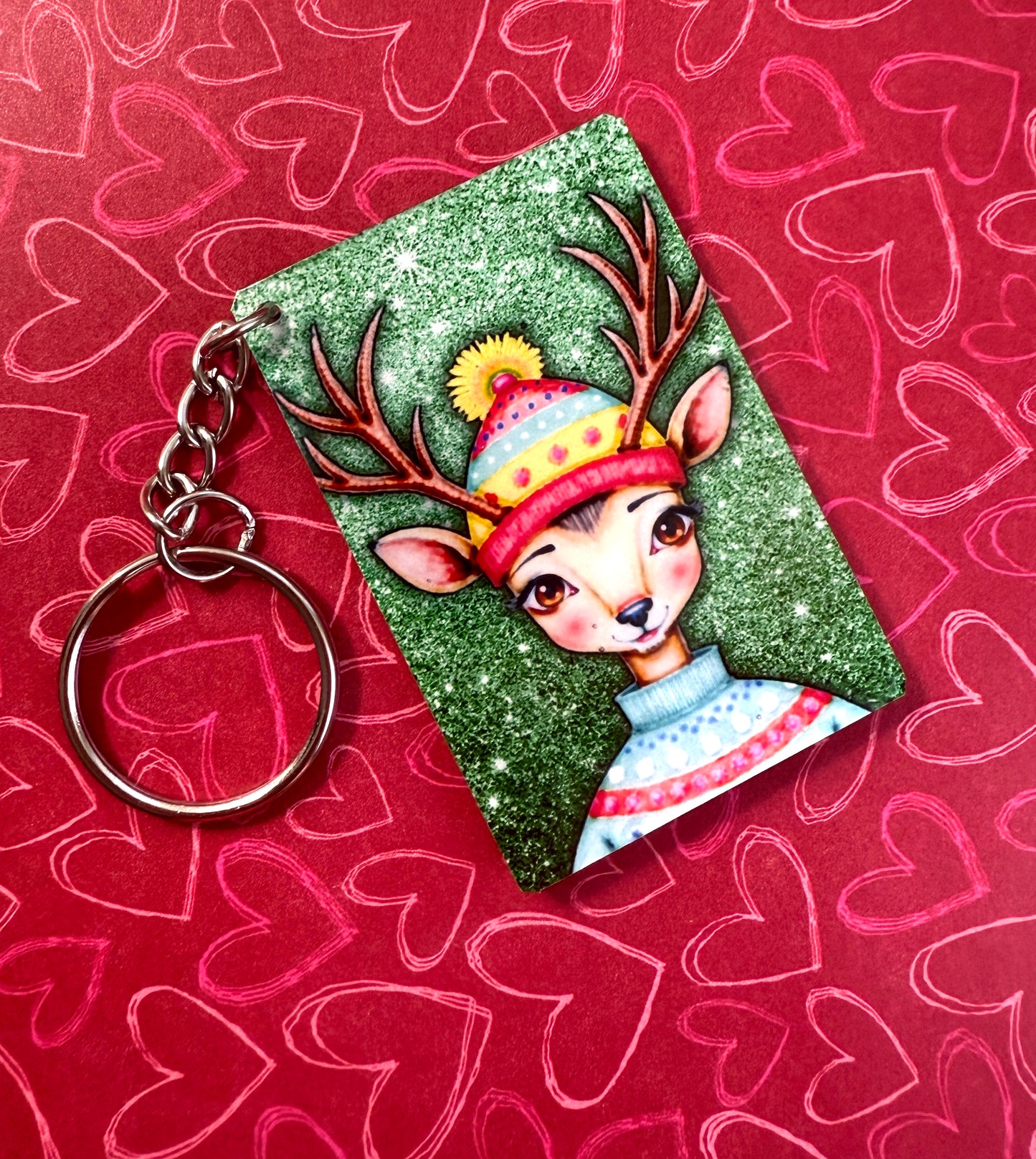 AdriO’s Handmade Art Keychain – Reindeer Design 🦌✨