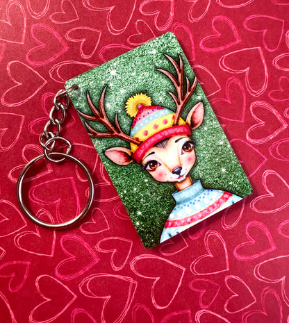AdriO’s Handmade Art Keychain – Reindeer Design 🦌✨