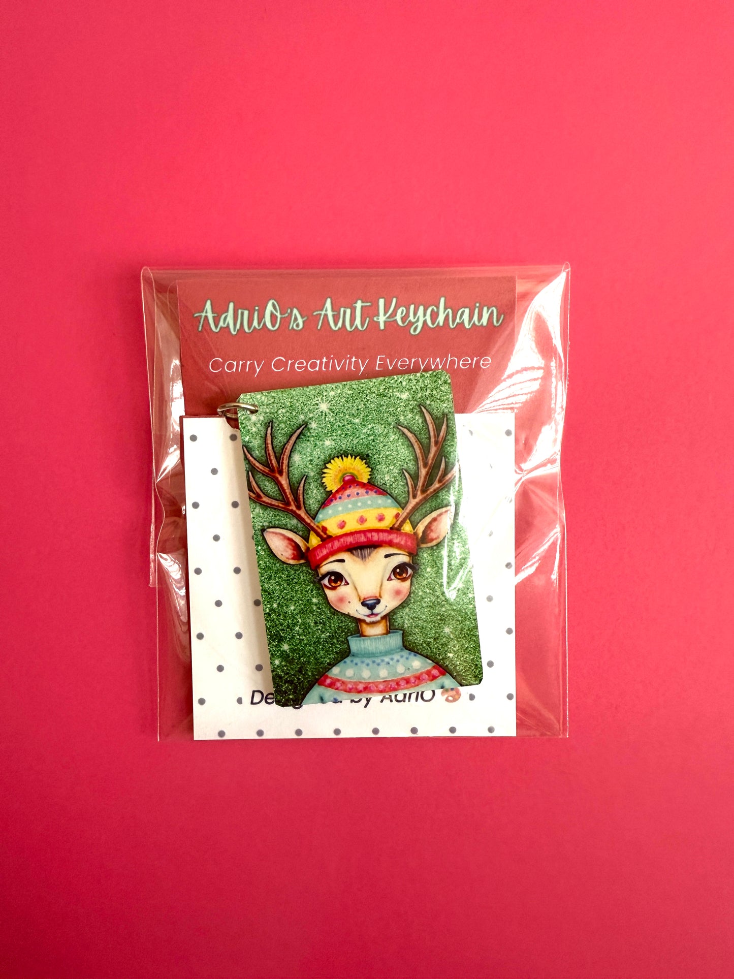 AdriO’s Handmade Art Keychain – Reindeer Design 🦌✨