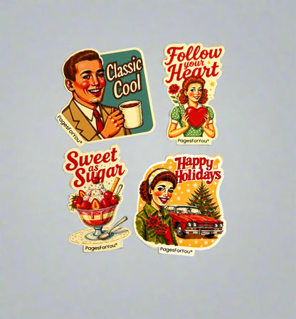 🎄 Vintage Cheer — Vinyl Sticker Set by AdriO