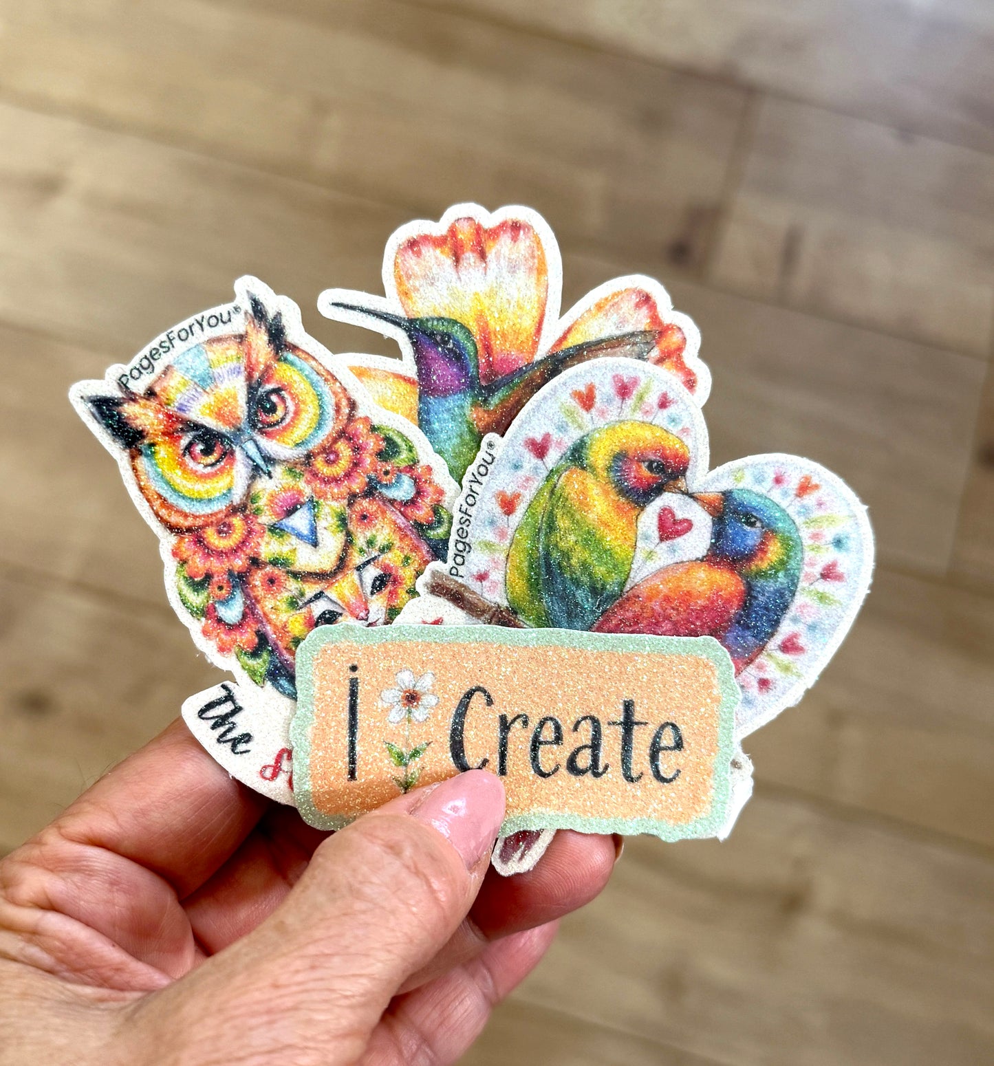 ✨ Wings and Words · Glittered Bird Sticker Set by AdriO