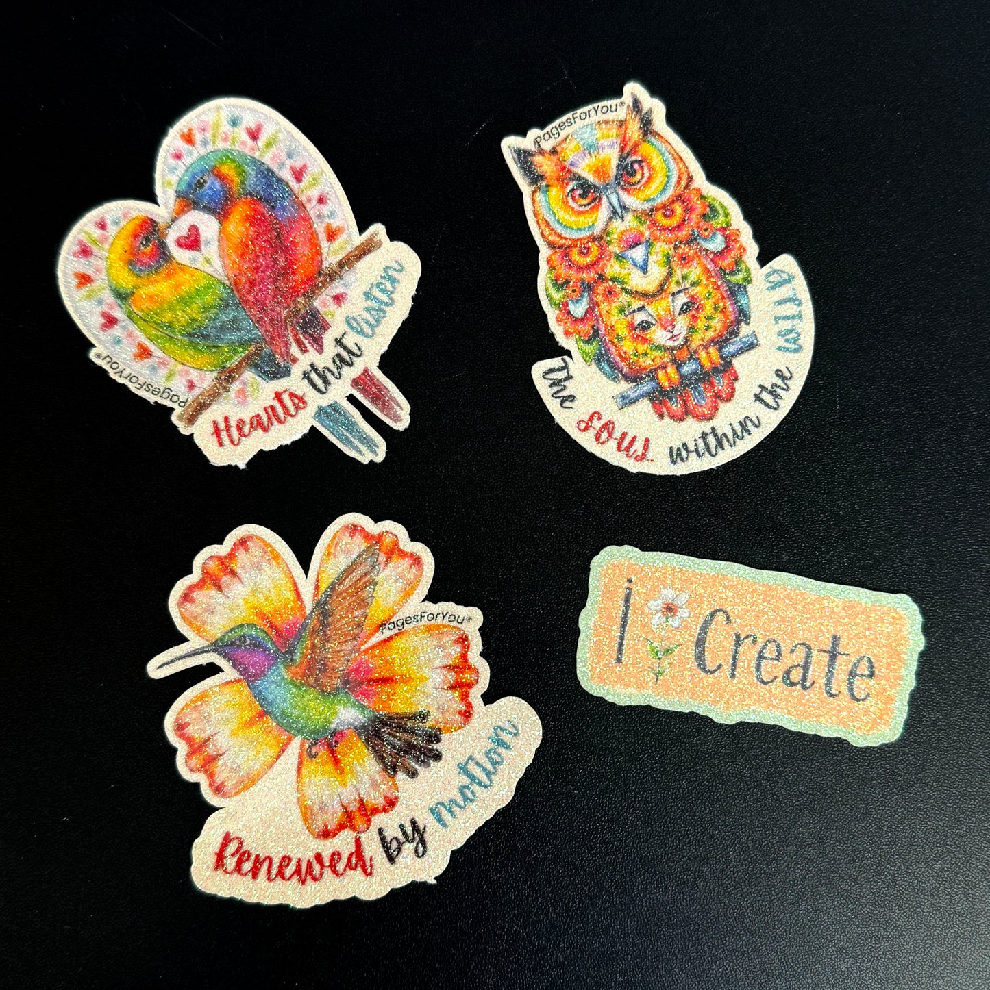 ✨ Wings and Words · Glittered Bird Sticker Set by AdriO