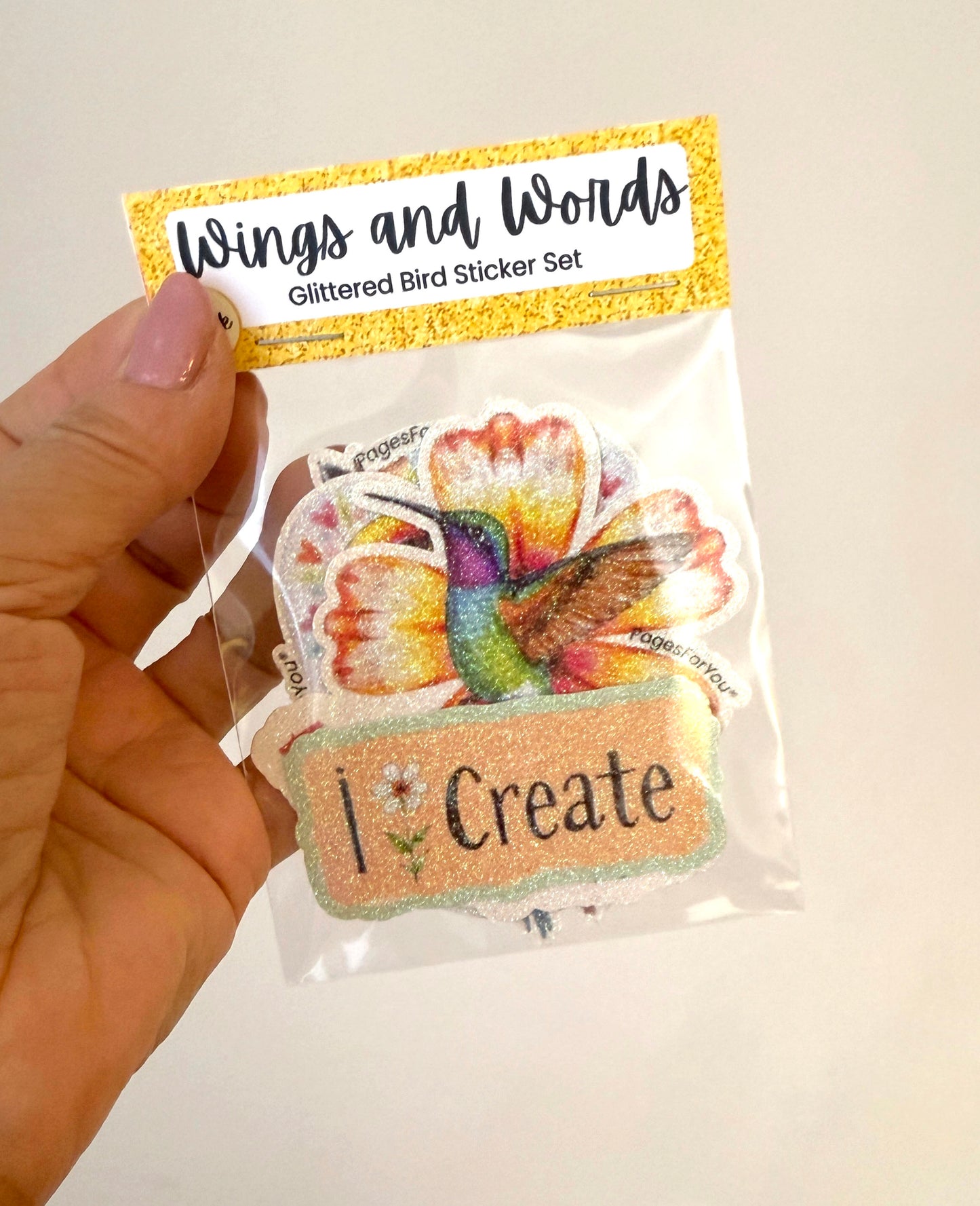 ✨ Wings and Words · Glittered Bird Sticker Set by AdriO