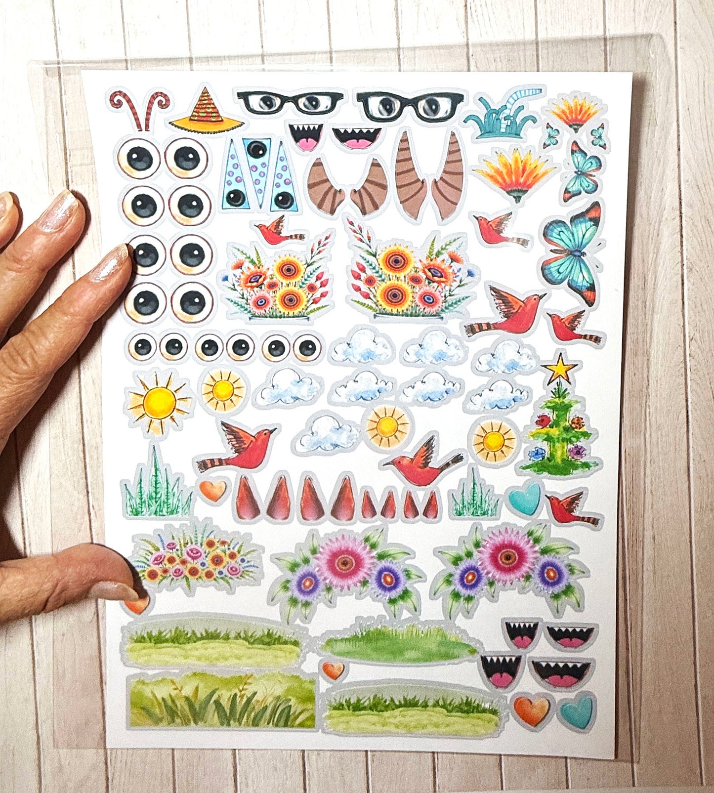 Whimsical Accessories · Ephemera Sticker Sheet for journaling, collage, ATCs, and creative play