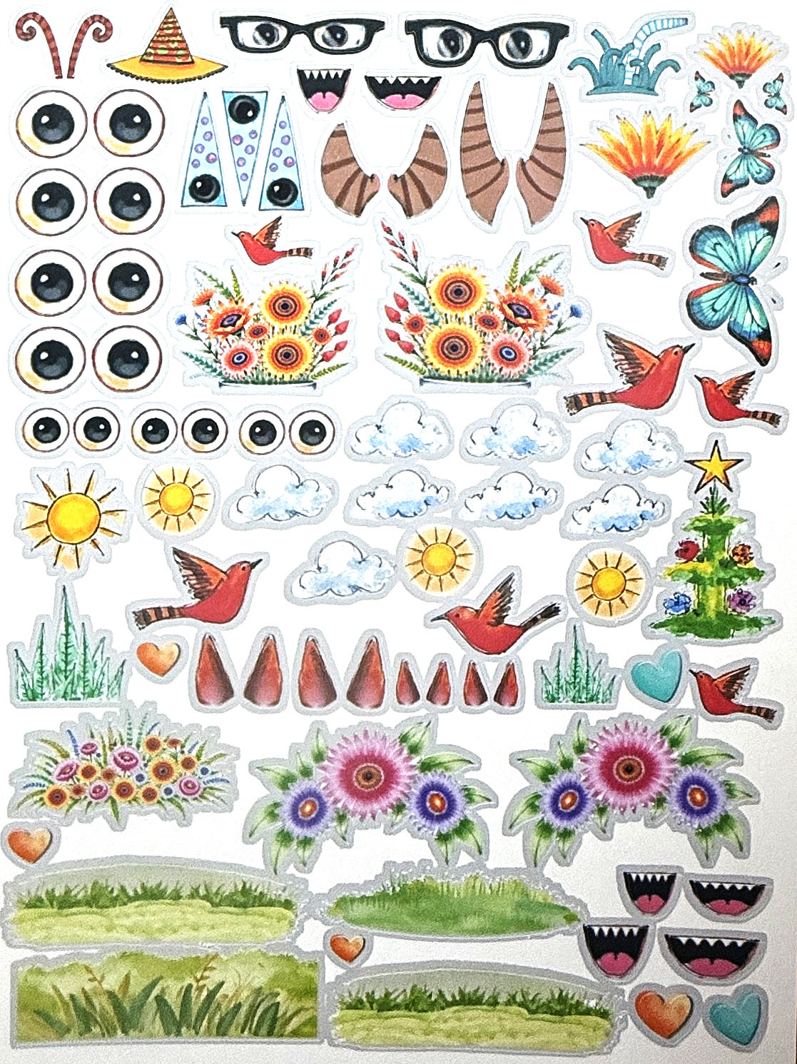 Whimsical Accessories · Ephemera Sticker Sheet for journaling, collage, ATCs, and creative play