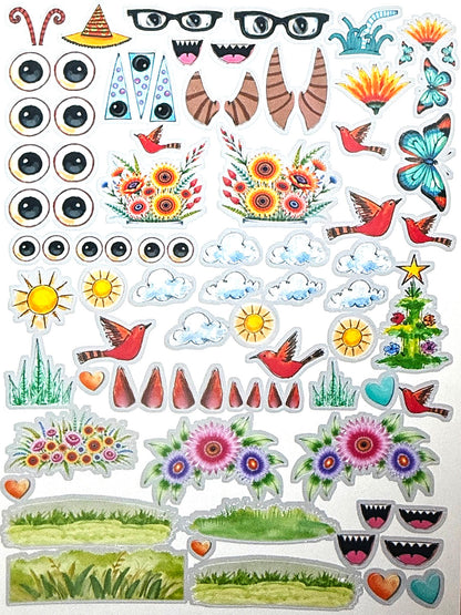 Whimsical Accessories · Ephemera Sticker Sheet for journaling, collage, ATCs, and creative play